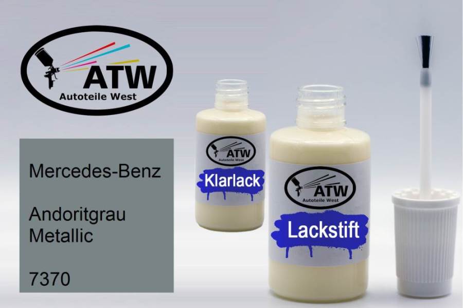 Mercedes-Benz, Andoritgrau Metallic, 7370: 20ml Lackstift + 20ml Klarlack - Set, von ATW Autoteile West.